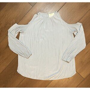 For 2 by Rami Brook Silver-Gray Longsleeve Cold-shoulder Maternity Blouse Size S